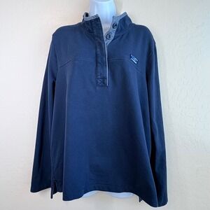L.L. Bean Womens Rugby Pullover Shirt XL Pet Navy Blue Button Long Sleeve Casual